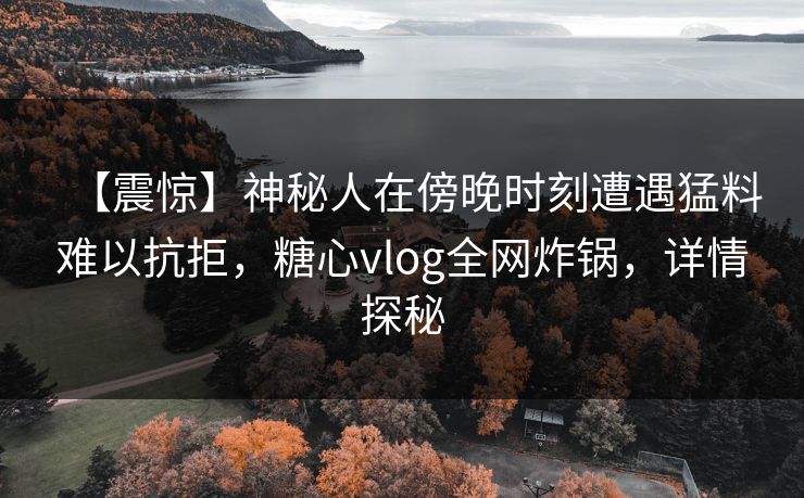 【震惊】神秘人在傍晚时刻遭遇猛料难以抗拒，糖心vlog全网炸锅，详情探秘