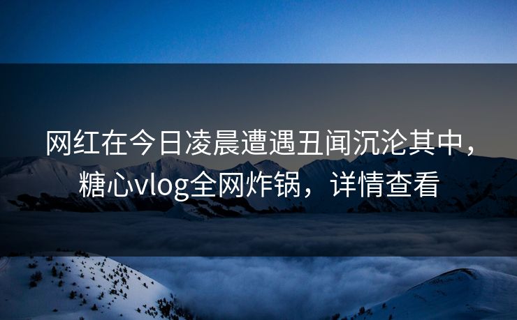 网红在今日凌晨遭遇丑闻沉沦其中，糖心vlog全网炸锅，详情查看