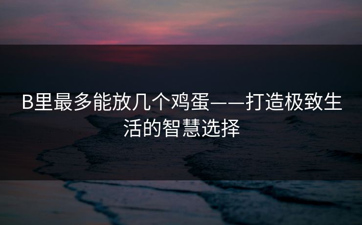 B里最多能放几个鸡蛋——打造极致生活的智慧选择 B里最多能放几个鸡蛋——打造极致生活的智慧选择