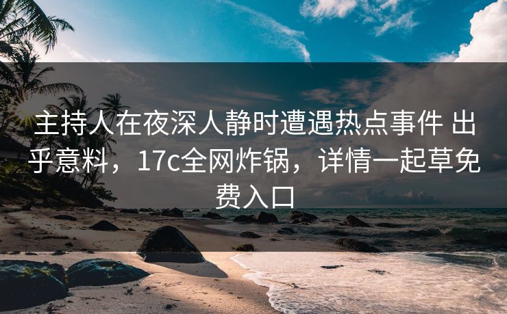 主持人在夜深人静时遭遇热点事件 出乎意料，17c全网炸锅，详情一起草免费入口