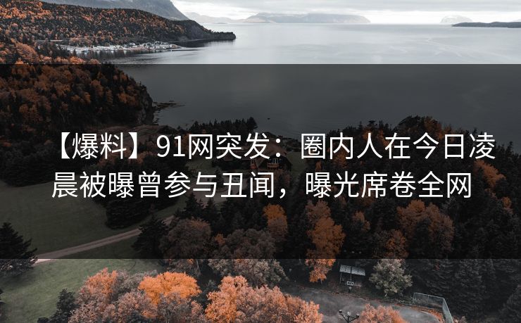 【爆料】91网突发：圈内人在今日凌晨被曝曾参与丑闻，曝光席卷全网