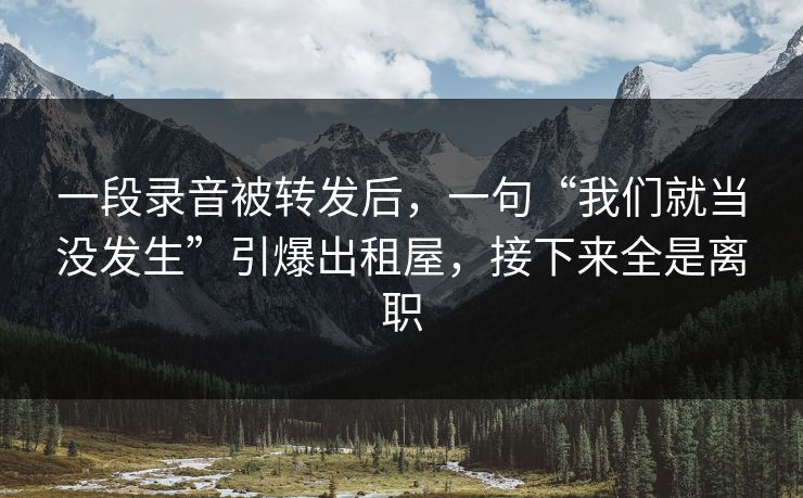 一段录音被转发后，一句“我们就当没发生”引爆出租屋，接下来全是离职